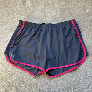 Under Armour Women's Gray & Pink Lined Exercise Shorts - L - VGUC
